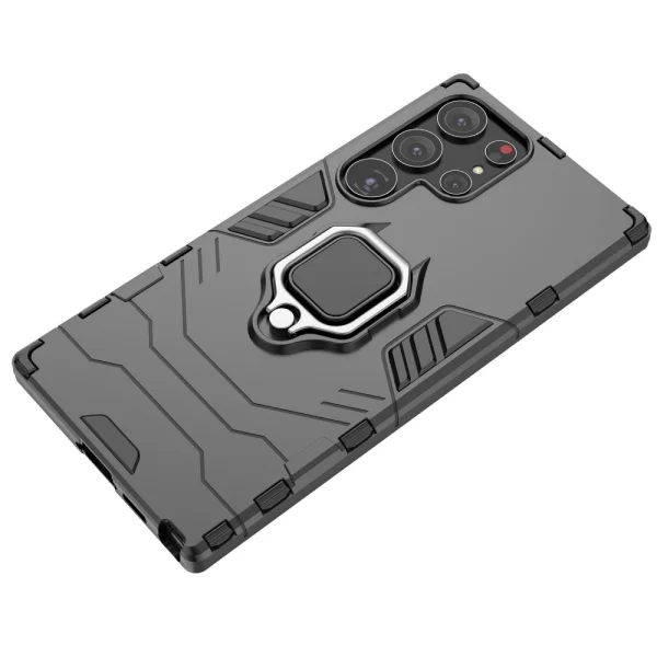 Удароустойчив Калъф Hybrid Cover за Samsung Galaxy S23 Ultra, с поставка, Черен 5