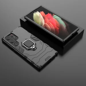 Удароустойчив Калъф Hybrid Cover за Samsung Galaxy S23 Ultra, с поставка, Черен 6