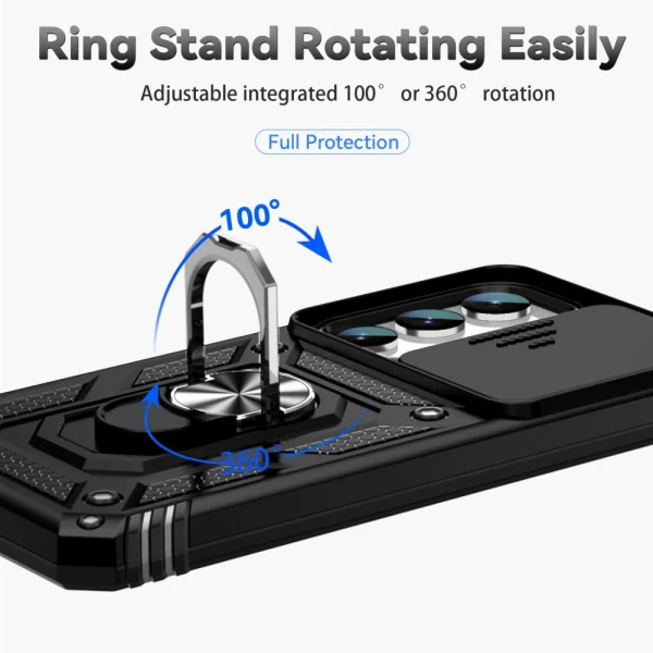 Удароустойчив калъф Slide Camera за Samsung Galaxy S23 Plus, с поставка, Черен 5