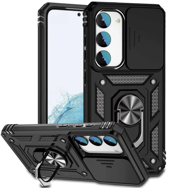 Удароустойчив калъф Slide Camera за Samsung Galaxy S23 Plus, с поставка, Черен 1