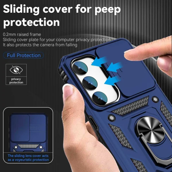 Shockproof Slide Camera case for Samsung Galaxy S23 Plus, with stand, Blue 6