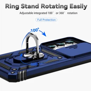 Shockproof Slide Camera case for Samsung Galaxy S23 Plus, with stand, Blue 3