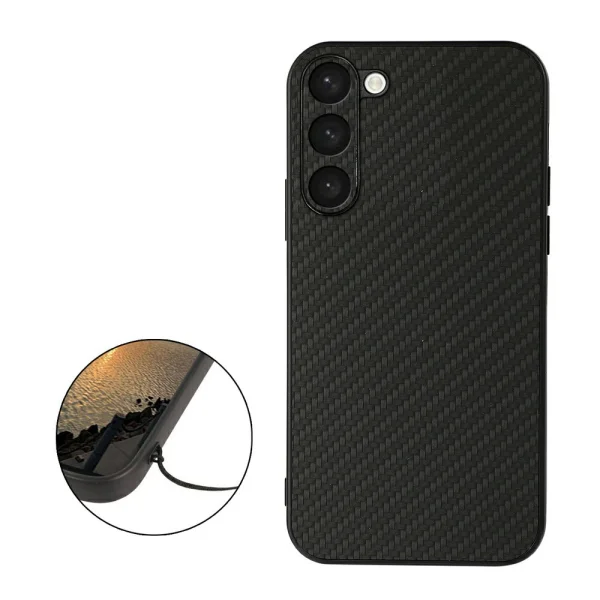 Silicone case Carbon Fiber for Samsung Galaxy S23 Plus, Black 2