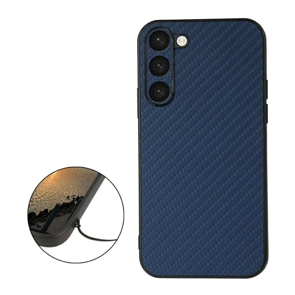 Carbon silicone case for Samsung Galaxy S23 Plus, Blue 2