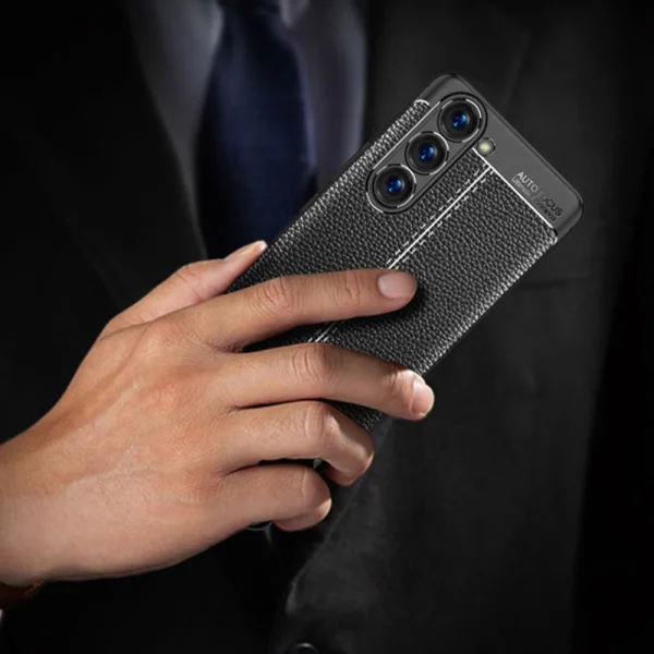 Силиконов калъф Litchi за Samsung Galaxy S23 Plus, черен 6