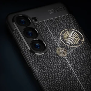 Силиконов калъф Litchi за Samsung Galaxy S23 Plus, черен 5