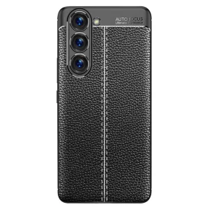 Силиконов калъф Litchi за Samsung Galaxy S23 Plus, черен