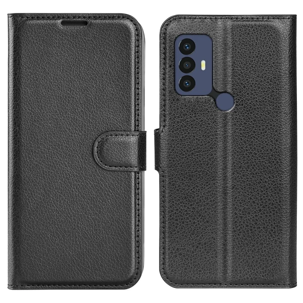Калъф тефтер Litchi Texture за TCL 30E/TCL 30 SE/TCL 306/TCL 305, Черен 1