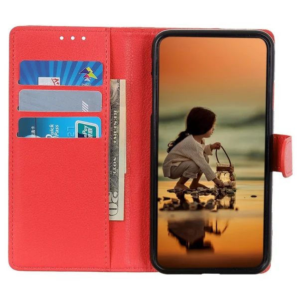 Leather Litchi Texture Book Case for Nokia X30 5G, Red 3