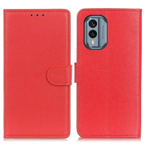 Калъф Тефтер Litchi Texture за Nokia X30 5G, Червен