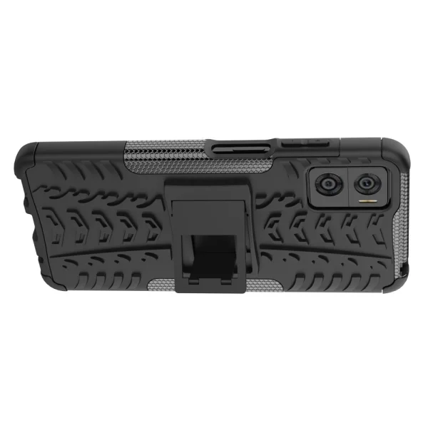 Удароустойчив Калъф с поставка Hybrid Tyre Pattern за Motorola Moto E22 4G, черен 2