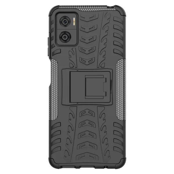 Удароустойчив Калъф с поставка Hybrid Tyre Pattern за Motorola Moto E22 4G, черен 5