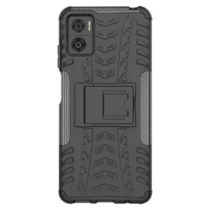 Удароустойчив Калъф с поставка Hybrid Tyre Pattern за Motorola Moto E22 4G, черен 5