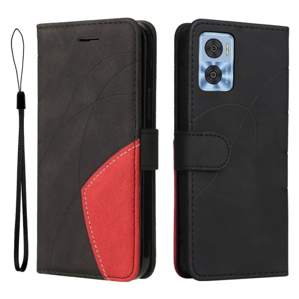 Калъф Тефтер Wallet Stand Bi-color за Motorola Moto E22 4G, Черен 1