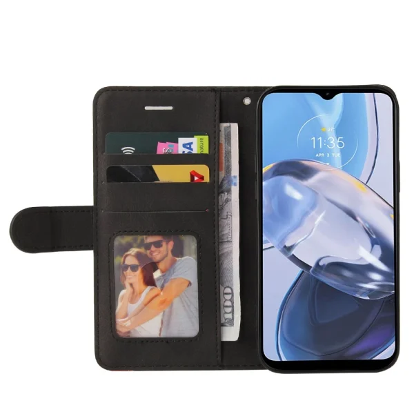 Калъф Тефтер Wallet Stand Bi-color за Motorola Moto E22 4G, Черен 2