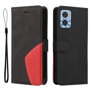 Калъф Тефтер Wallet Stand Bi-color за Motorola Moto E22 4G, Черен