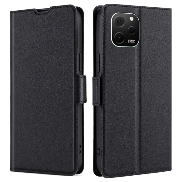 Калъф тефтер Leather за Huawei nova Y61 4G, Черен 1