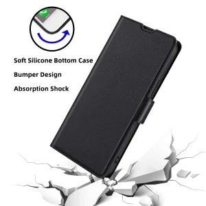 Калъф тефтер Leather за Huawei nova Y61 4G, Черен 4