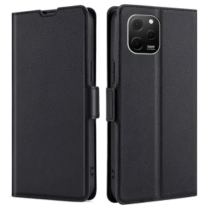 Калъф тефтер Leather за Huawei nova Y61 4G, Черен