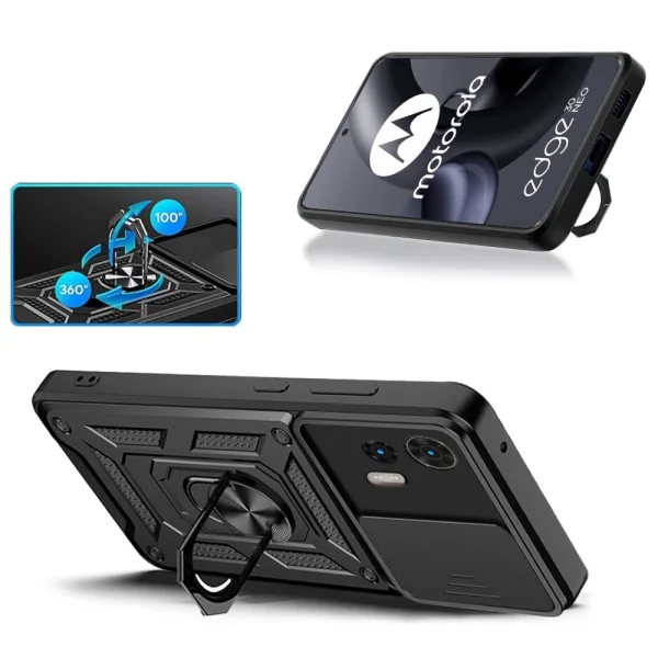 Shockproof Slide Camera case for Motorola Edge 30 Neo 5G / Edge 30 Lite, Black 2