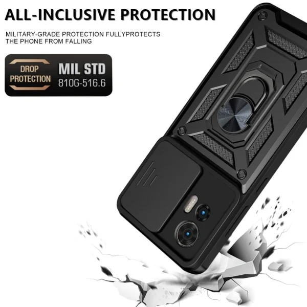 Shockproof Slide Camera case for Motorola Edge 30 Neo 5G / Edge 30 Lite, Black 3