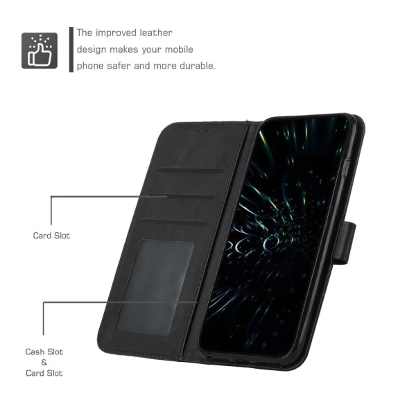 Stitching Lines Flip Case for Motorola Edge 30 Neo 5G, Black 5