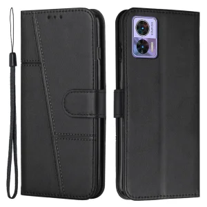Калъф Тефтер Stitching Lines за Motorola Edge 30 Neo 5G, Черен