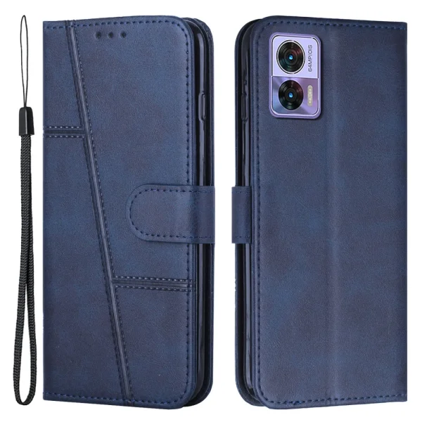 Калъф Тефтер Stitching за Motorola Edge 30 Neo 5G, Син 1