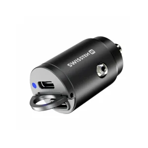 Зарядно за кола  SWISSTEN, PD, 45W, 2xUSB-C,12V-24V, Nano, Черен