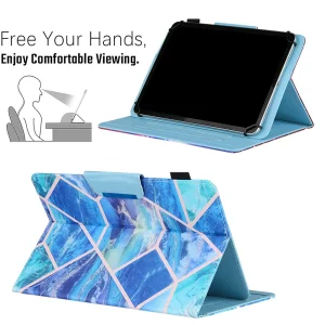 Leather Folio Case for Tablet 10-inch, Blue Butterflies 3