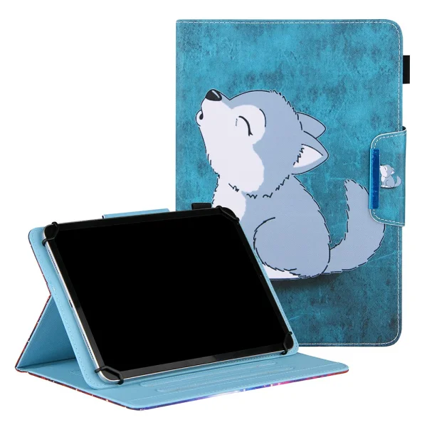 Leather Wallet Case for Tablet 7-inch, Wolf 1