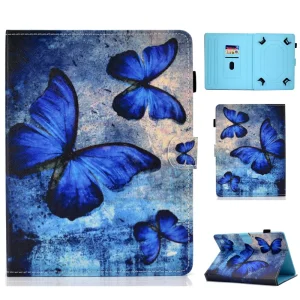 Leather Folio Case for Tablet 8-inch, Blue Butterfly