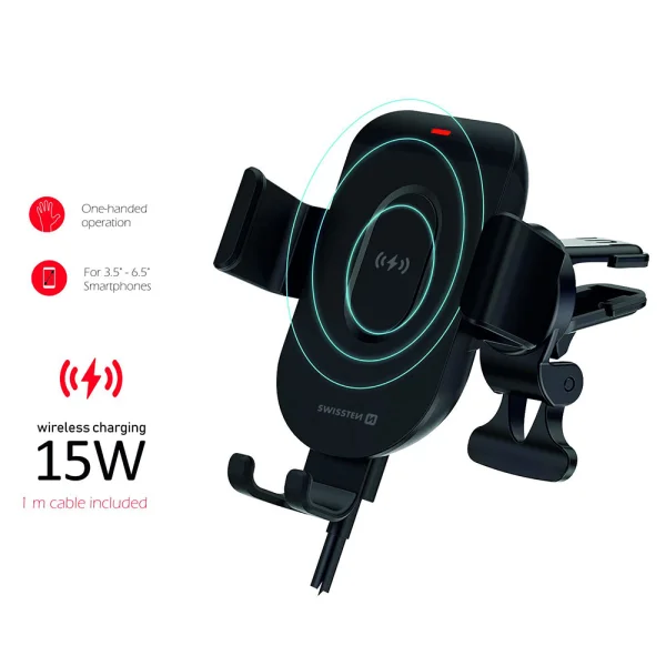 Стойка за кола SWISSTEN, Wireless Car, 15W S-GRIP GW1-AV5 2