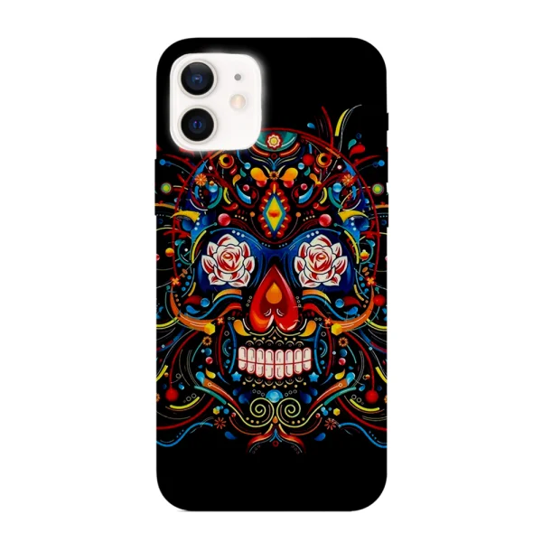 Фолио протектор за гърба на Iphone 12/12 Pro, Цветен череп 3D 1