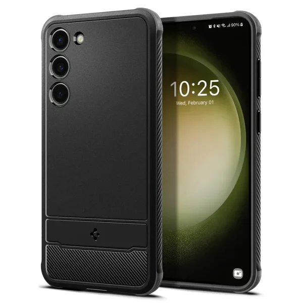 Калъф Spigen Rugger Armor за Samsung Galaxy S23, Матов, ACS05711, 8809896741088, Черен 1