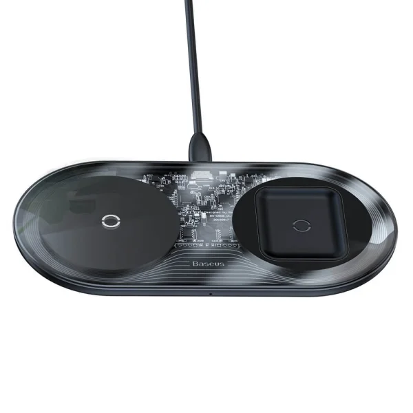 Безжично зарядно Baseus Simple Wireless WXJK-A01, 18W, 2in1, прозрачен 2