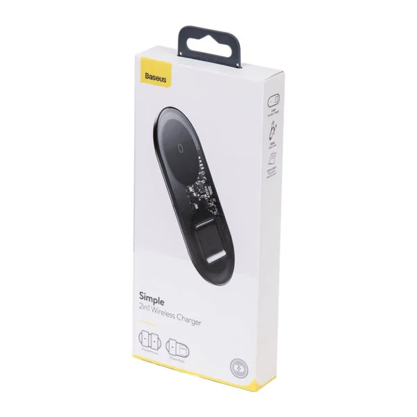 Безжично зарядно Baseus Simple Wireless WXJK-A01, 18W, 2in1, прозрачен 5