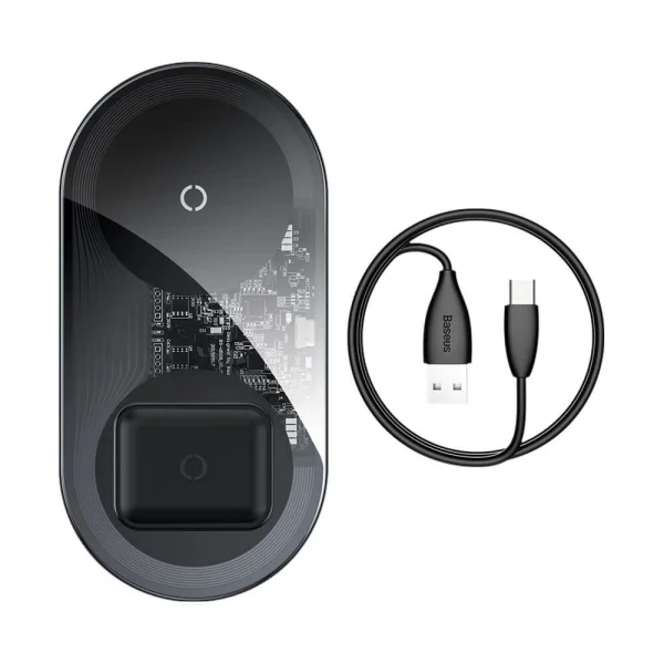 Безжично зарядно Baseus Simple Wireless WXJK-A01, 18W, 2in1, прозрачен 1