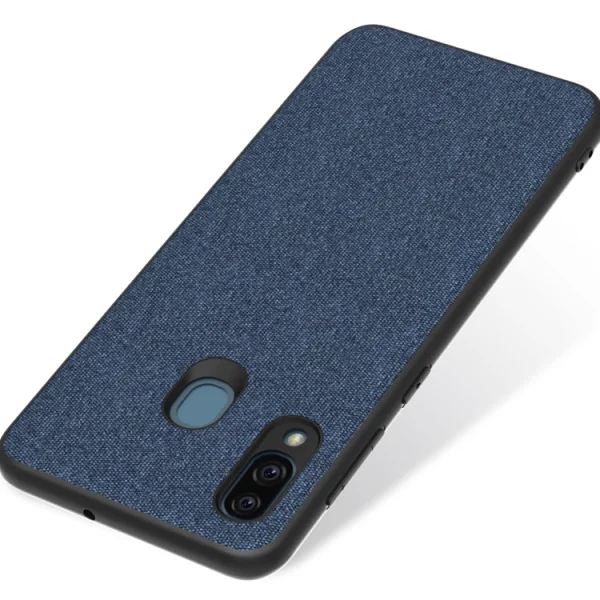 Удароустойчив Гръб Cloth Leather за Samsung Galaxy A30, Тъмно син 2