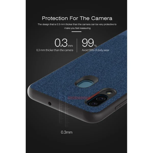 Удароустойчив Гръб Cloth Leather за Samsung Galaxy A30, Тъмно син 4