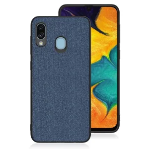 Удароустойчив Гръб Cloth Leather за Samsung Galaxy A30, Тъмно син