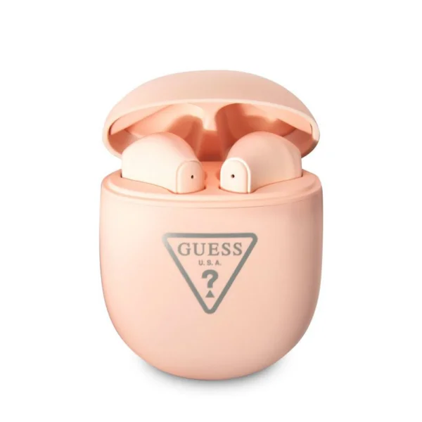 Guess True Wireless Triangle Logo BT5.2 Headphones, GUTWST82TRP, Pink, TWS, 3666339099374 1