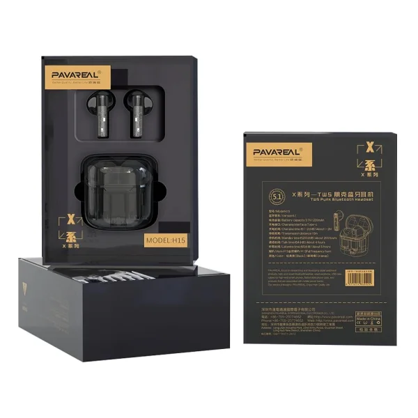Wireless Earphones PAVAREAL PUNK H15, True TWS, Black 2