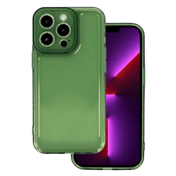 Crystal Diamond Silicone Case for Iphone 14 Pro , 2mm, transparent green 1
