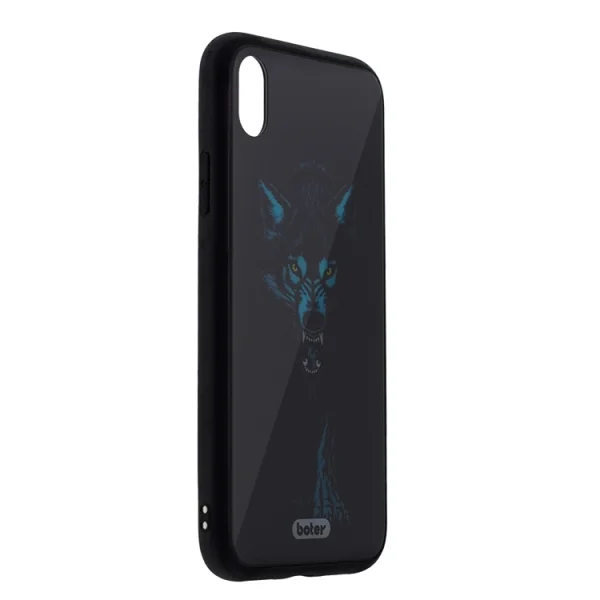 Glass Boter Plastic Back Cover for iPhone XS Max, Wolf 2