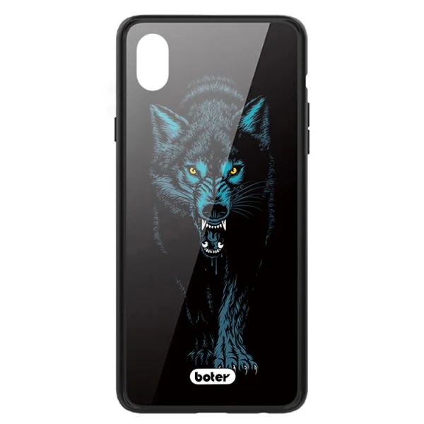 Glass Boter Plastic Back Cover for iPhone XS Max, Wolf 1