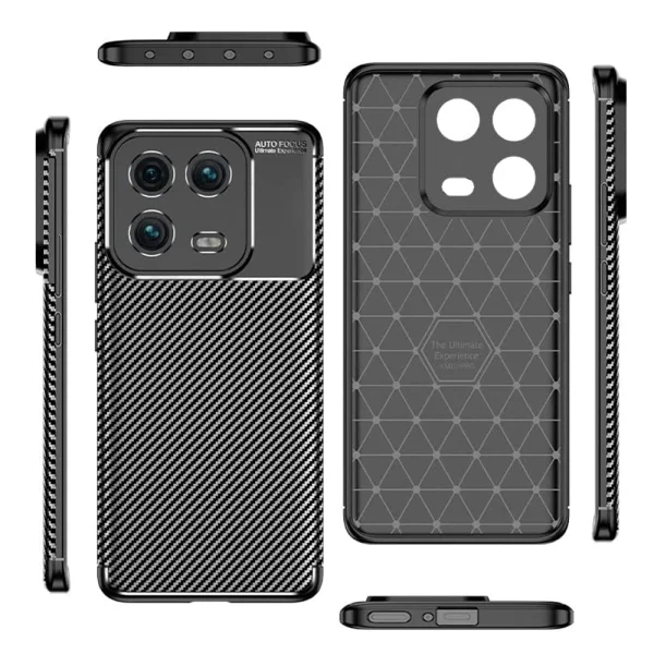 Силиконов Калъф Carbon Fibre Texture за Xiaomi 13, черен 2