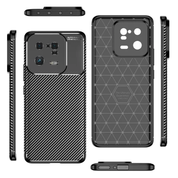 Silicone Case Carbon Fibre Texture for Xiaomi 13 Pro, black 2