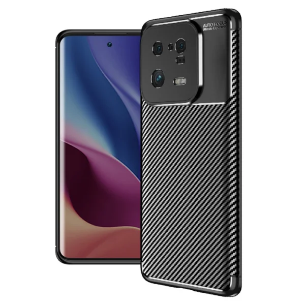 Silicone Case Carbon Fibre Texture for Xiaomi 13 Pro, black 3