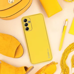 Shockproof case LEATHER for Samsung Galaxy A14 5G, yellow 3